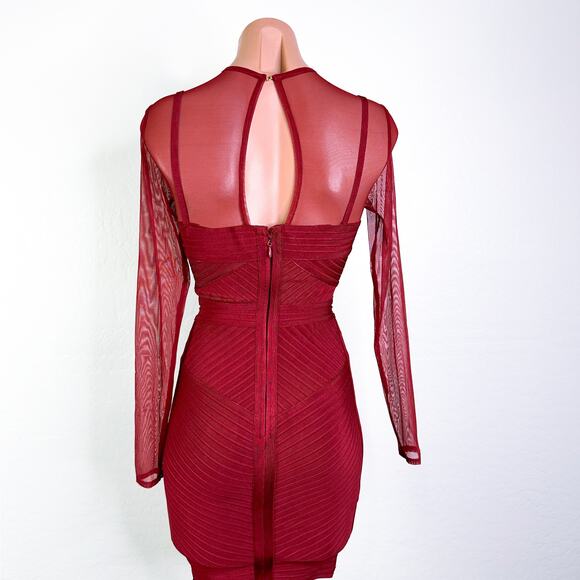 House of CB Coquette Lolita Feminine Noelle Bandage Sheer Sleeve Dress Red sz XS - Picture 8 of 11